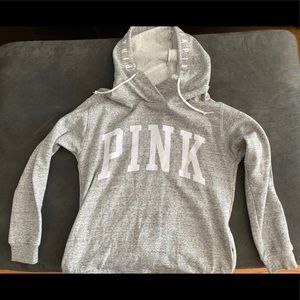 PINK gray pull over sweater